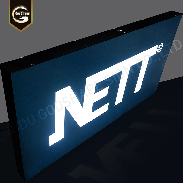 Outdoor illuminated logo maker custom led sign cabinet facade square light box signage