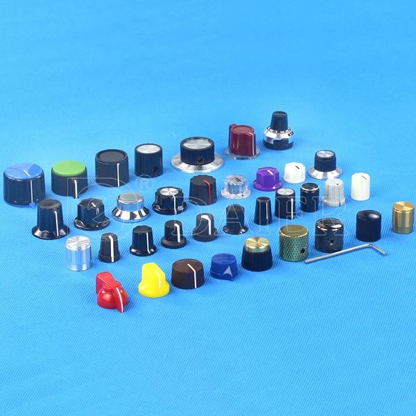 Universal Blue Metal Pedal Effects Brushed Aluminum Guitar Knobs