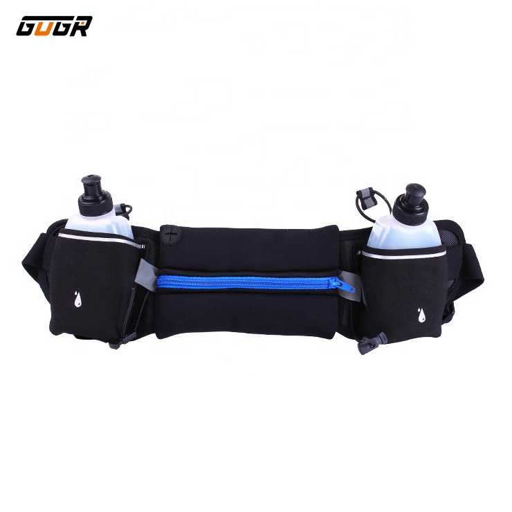 Adjustable Elastic Neoprene Waterproof Fitness Colorful Fanny Pack Belt Running Sports Waist Pocket Bag With Double Bottle