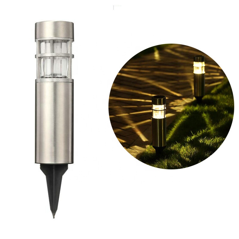 Waterproof Stainless steel Outdoor Solar Bollard Lights Garden LED Pathway Backyard Solar stake Lawn Landscape Lighting