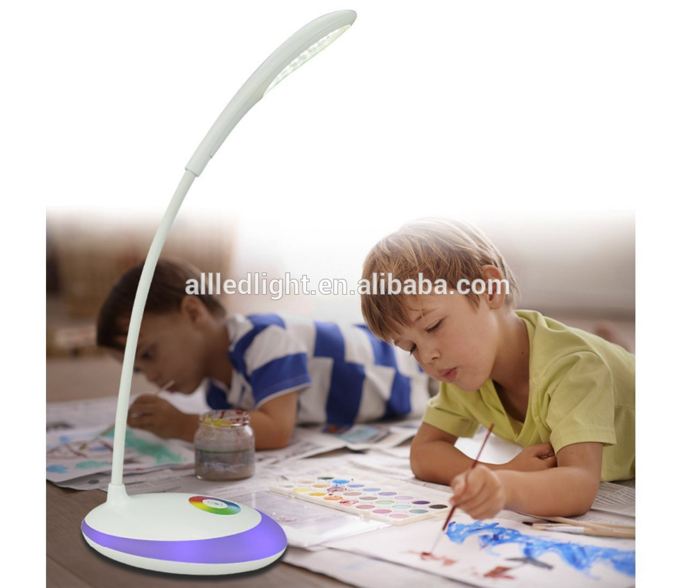 Table Lamps, Desk Lamp, 3.2W with Multicolor LED, 3 Level Dimming, Built in Rechargeable Lithium Battery
