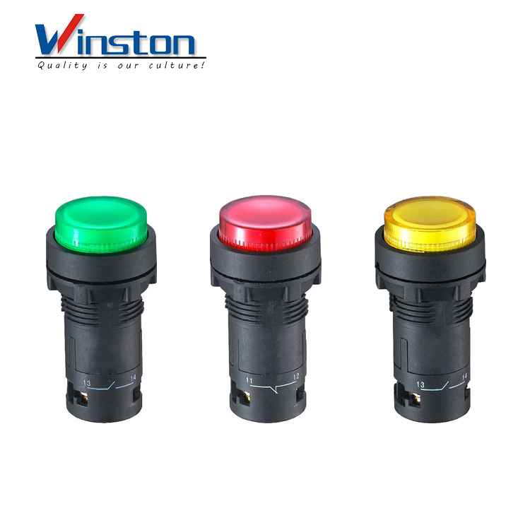 220v Self-locking red green yellow led push button switch Convex head push button