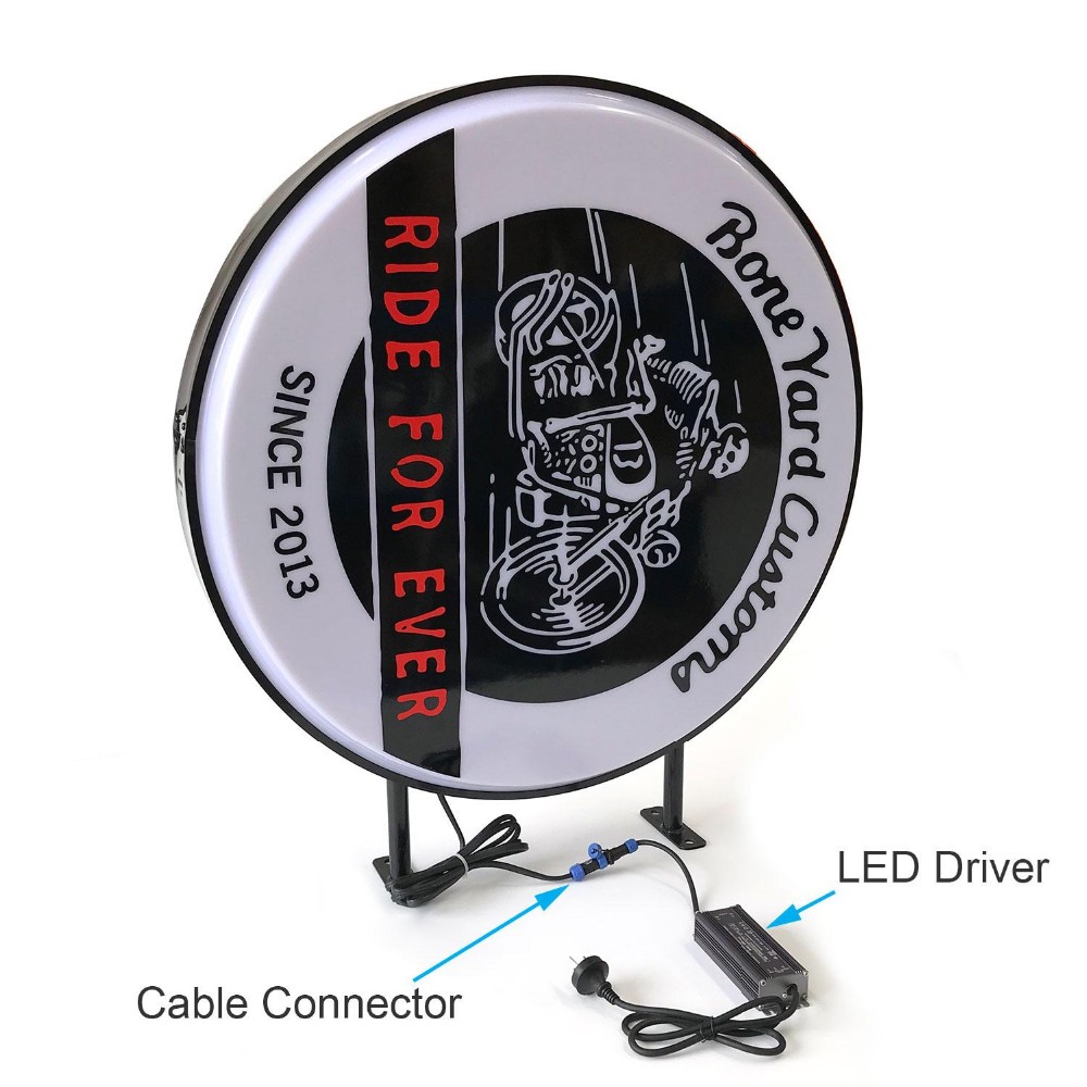 Outdoor vaccum forming lightbox  shop wall mounted led light box logo sign round