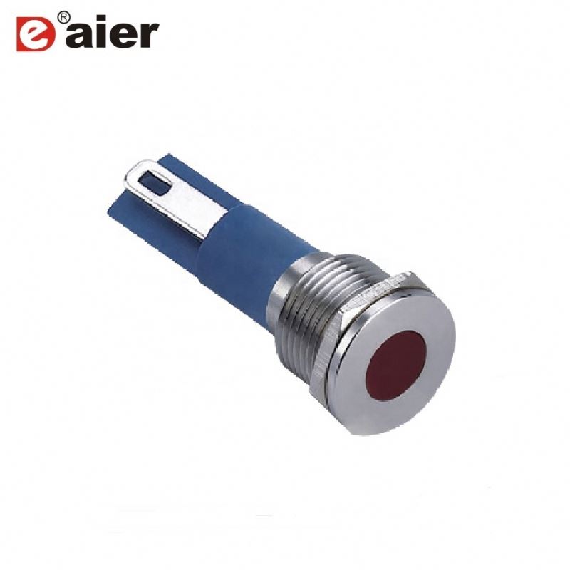 Flat Surface Soldering Terminal IP67 Waterproof Metal 14MM Phase Indicator Light