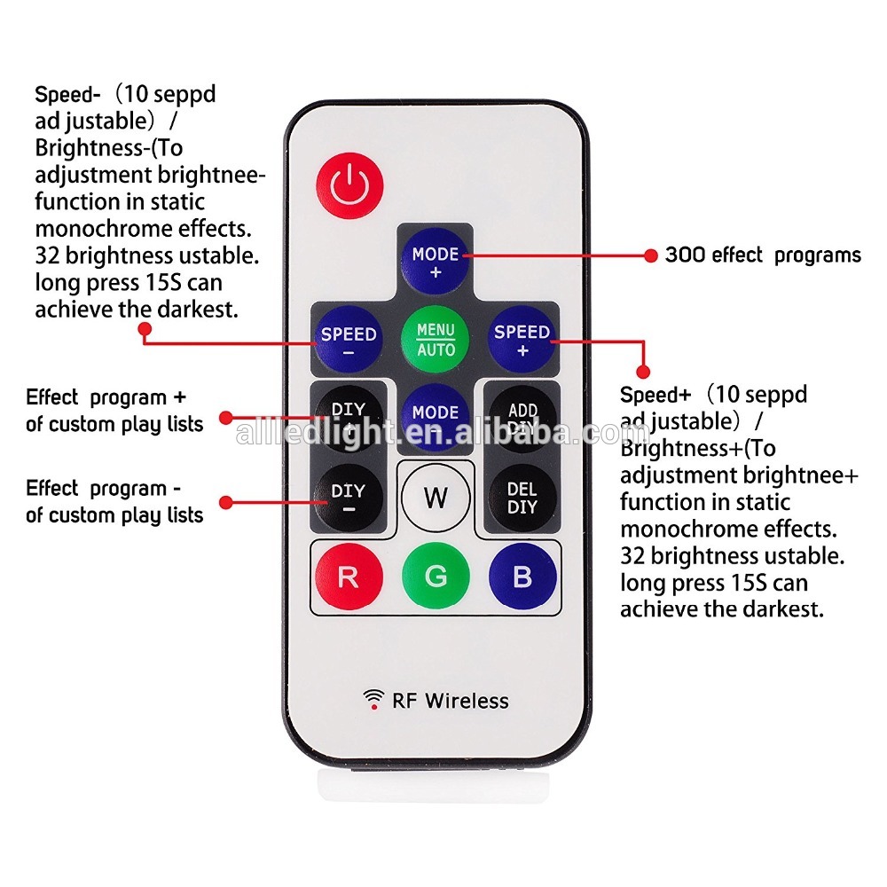 WS2811 WS2812B DC5-12V 14keys Wireless RF Led RGB ControllerDigital Color LED Light Pixel Strip module