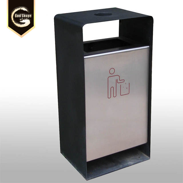 Factory Stainless Steel Simple Park Street  Dustbin Office Apartment Trash Can Garbage Waste Bin