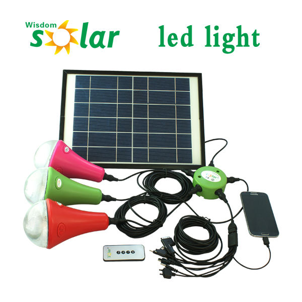 New Wisdomsolar lighting CE home solar kit with LED lights & USB charger home solar light kit