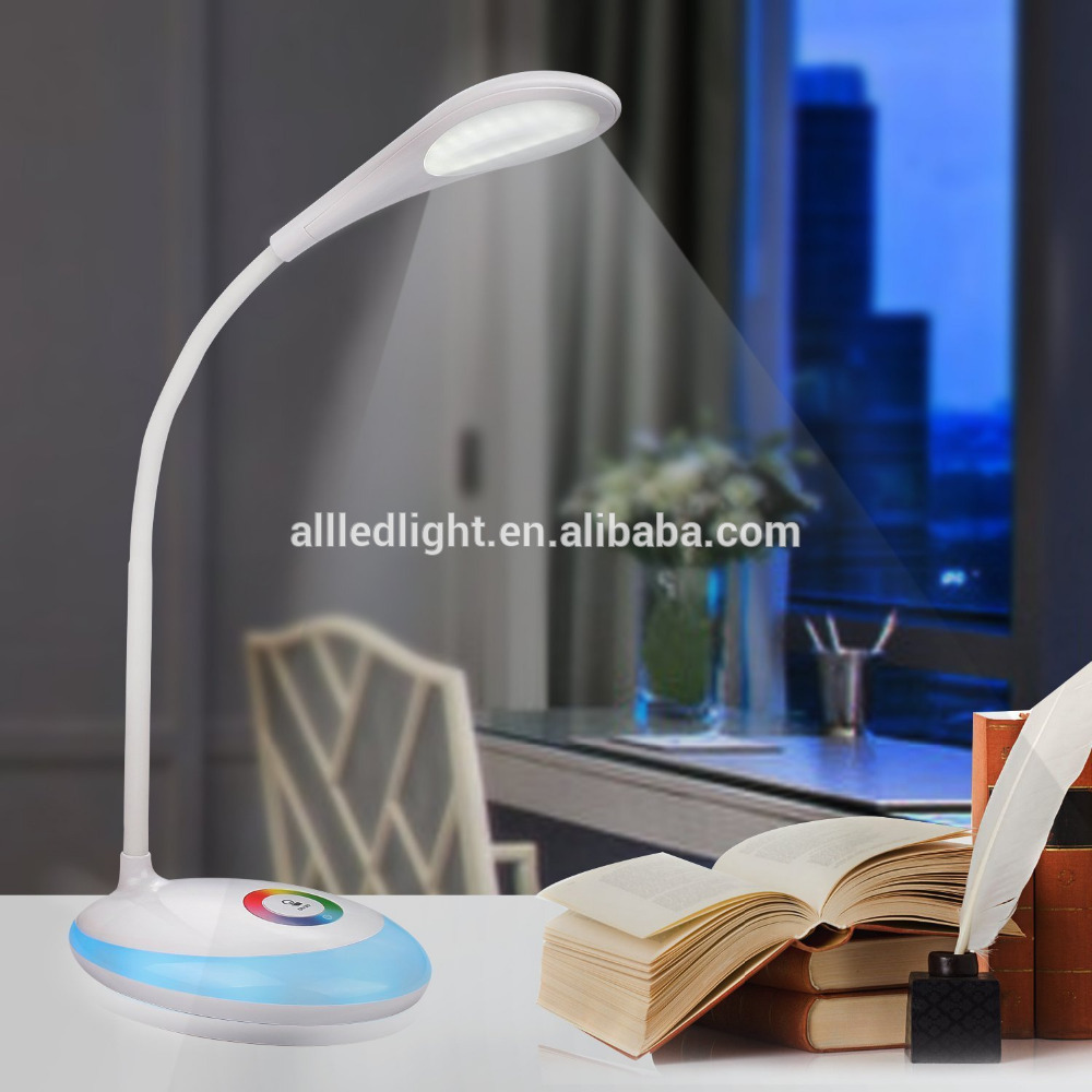 LED Table Lamp: Touch Control, Color Changing Base, Adjustable Brightness Light, White