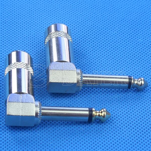 1/4 6.35MM Stereo Plug Metal Housing Wire Protection Right Angle Stereo Jack