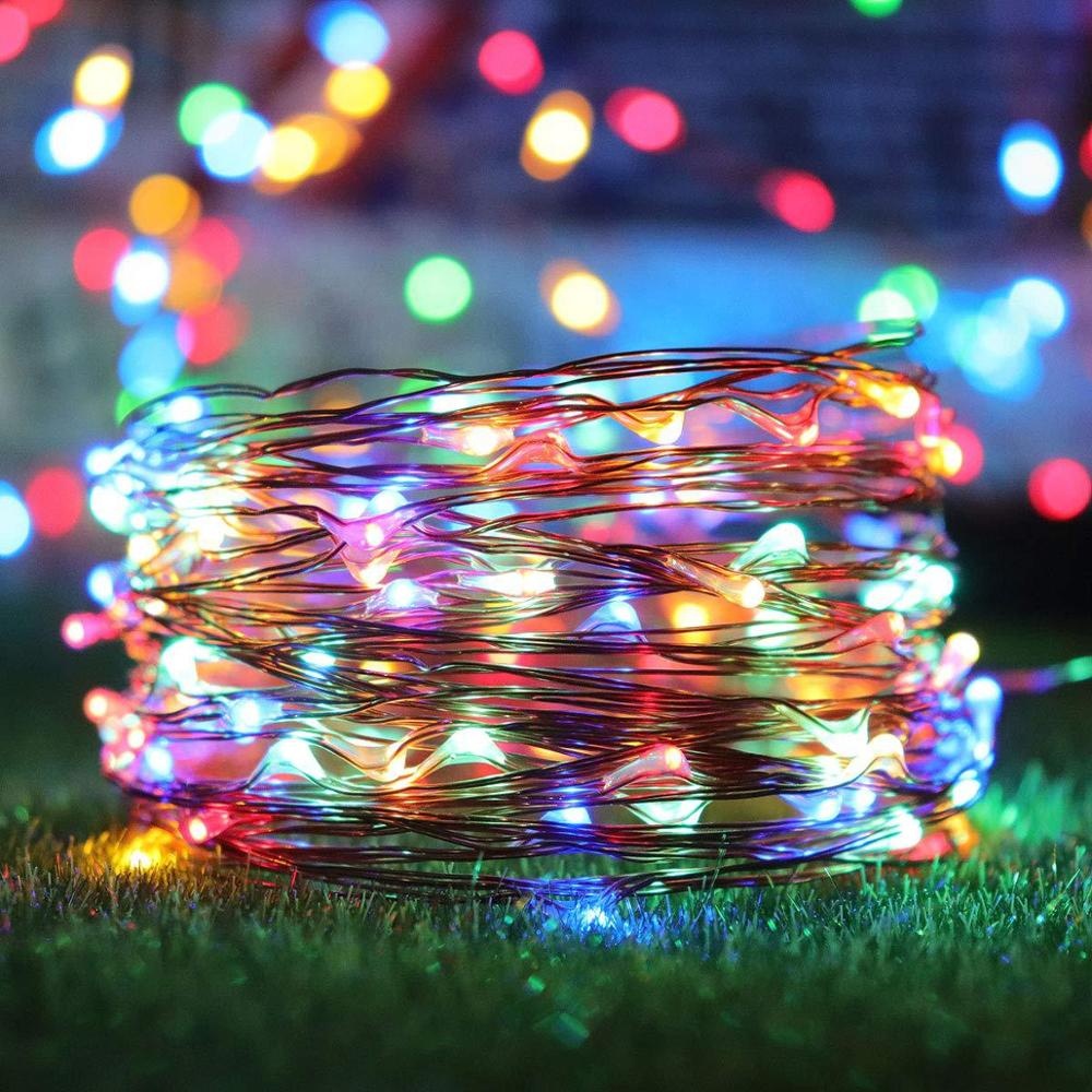 8 modes 10 meters 100 LED lights solar colourful string light