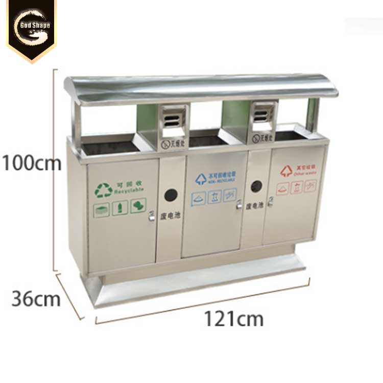 2019 hot outdoor stainless steel metal wast can three  street trash can
