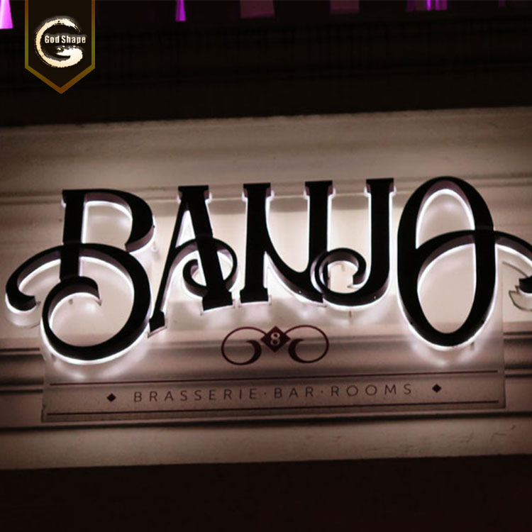 Economic custom made illuminated outdoor Sign Board Reverse Stainless Steel Letter LED Backlit signage