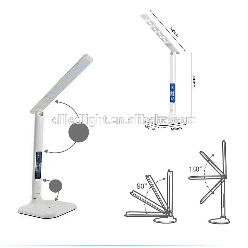 Dimmable Table Lamp with LED display Desk Lamp Eye Protection Portable LED reading lamp With Calendar Alarm Clock