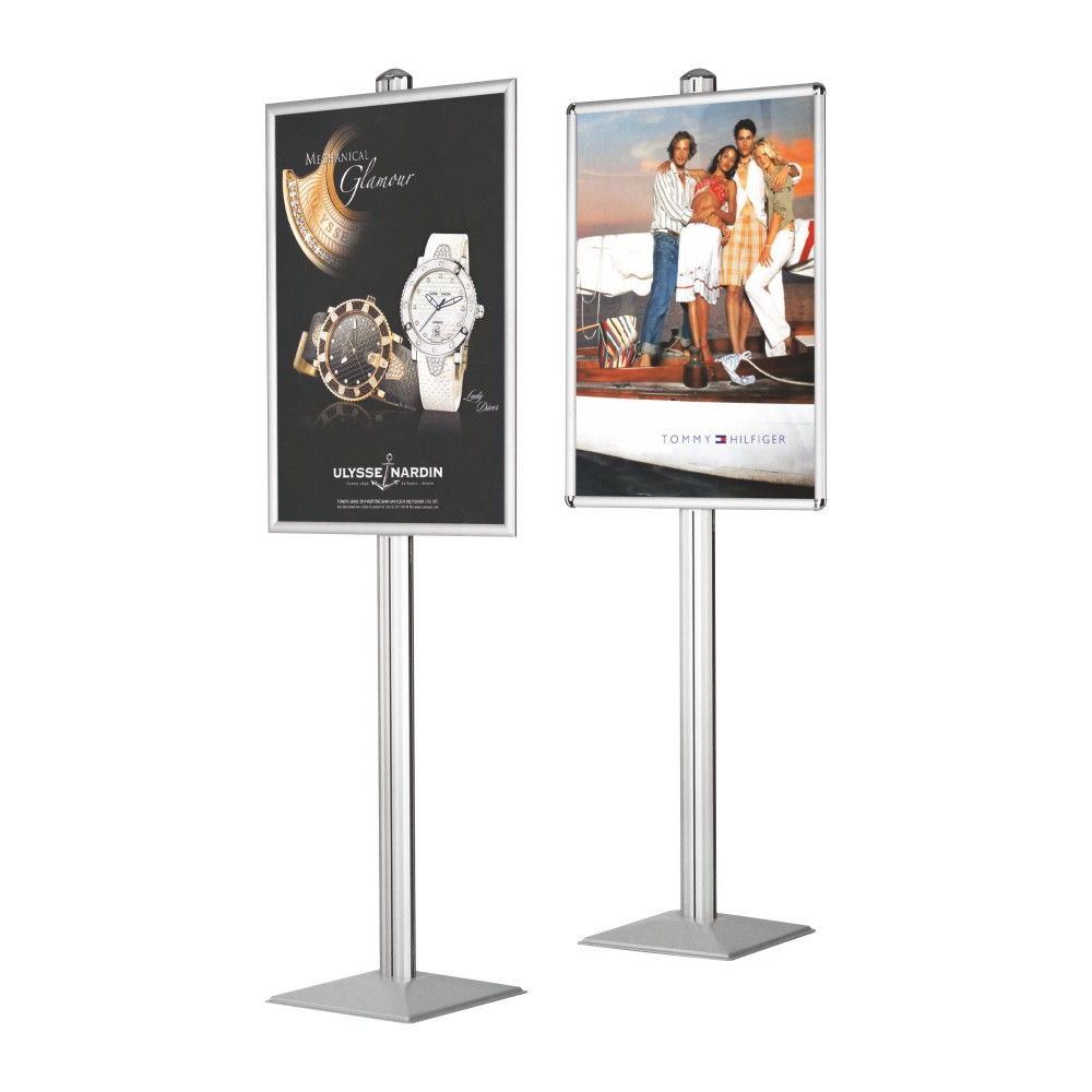 Custom electric round corner double side floor stand snap frame poster sign display