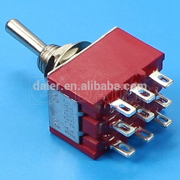MTS 6A 125V 3PDT Locking 9Pins Toggle Switch ON OFF ON