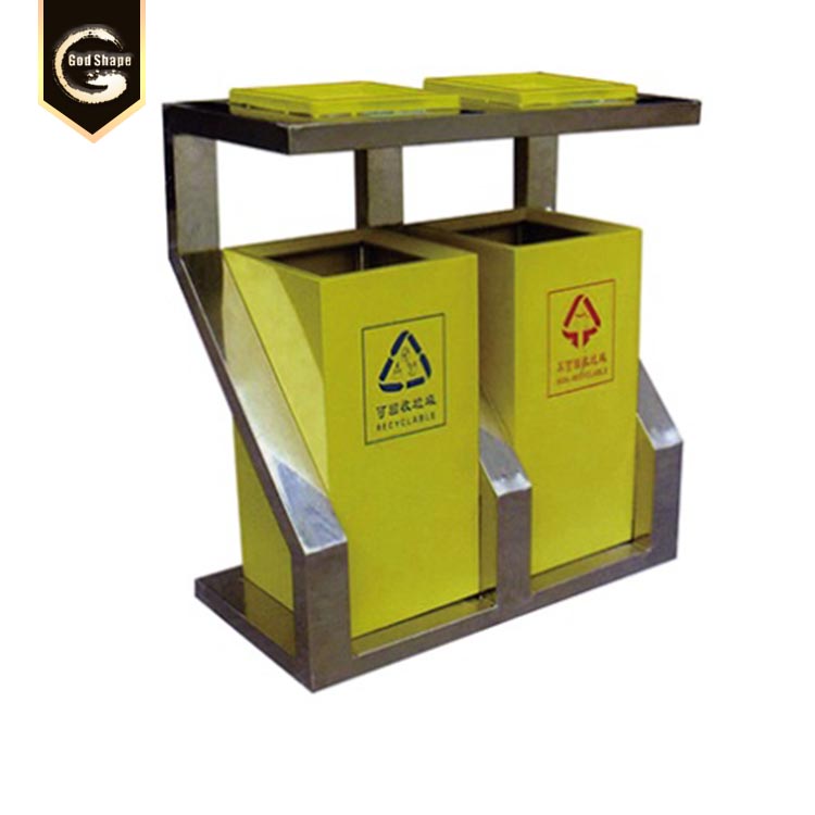 Customized 201 304 stainless steel trash bin 420*300*750 metal trash can for recycle