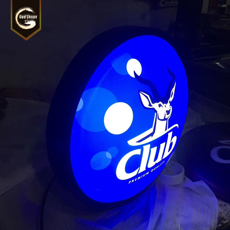 Exterior advertising signage projecting sign illuminated led acrylic logo light box