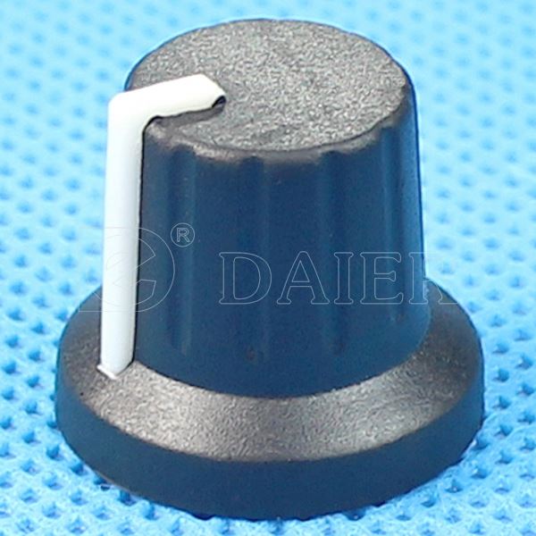 18T 16X15MM Knurled Grip Black Rubber Knob Potentiometer Knob