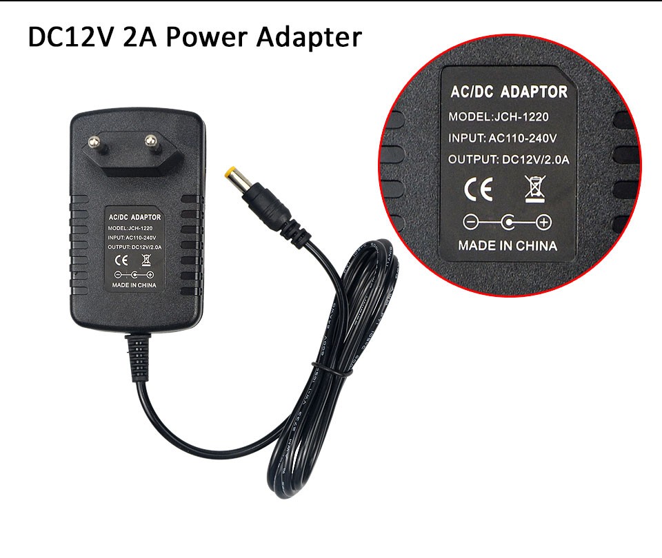 Wallmount power adapter 12V 2A 24W supply for CCTV,medical,led strips