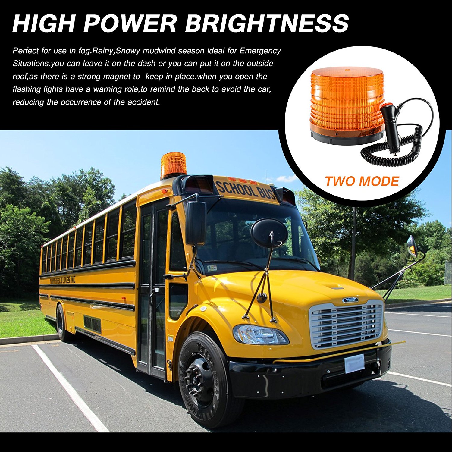 DC10-30V Amber strobe led warning beacon light with magnetic base