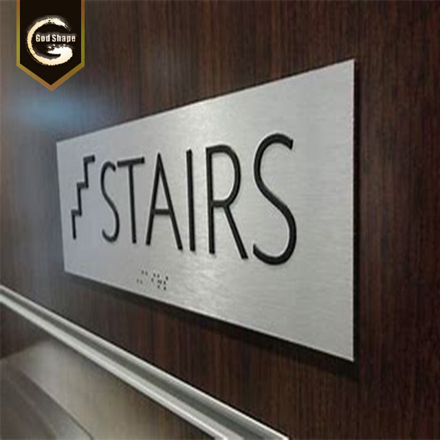 Curved Aluminum Alloy Etched Braille Sign Door Name Washing room Toilet Signage Door Office Sign