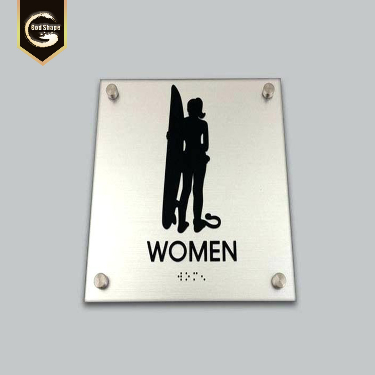 ADA braille sign door plate stainless steel  restroom toilet sign door sign