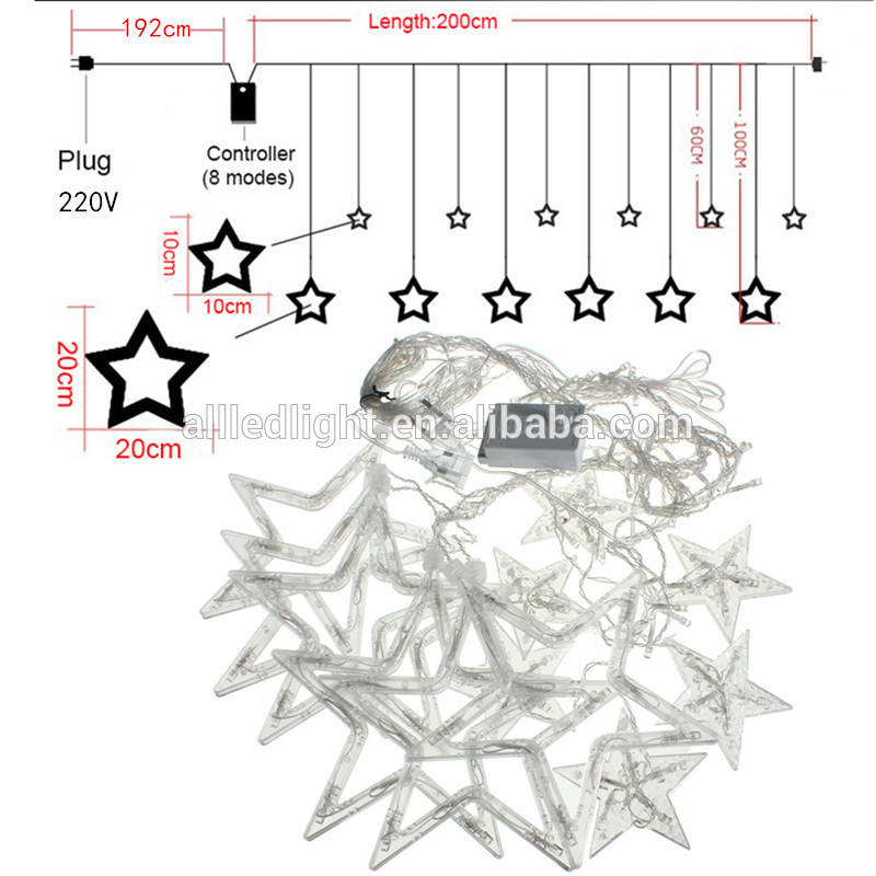 Holiday Lights AC 220V EU Romantic Fairy Star LED Curtain String Lighting For Holiday Wedding Gardand Party Decoration