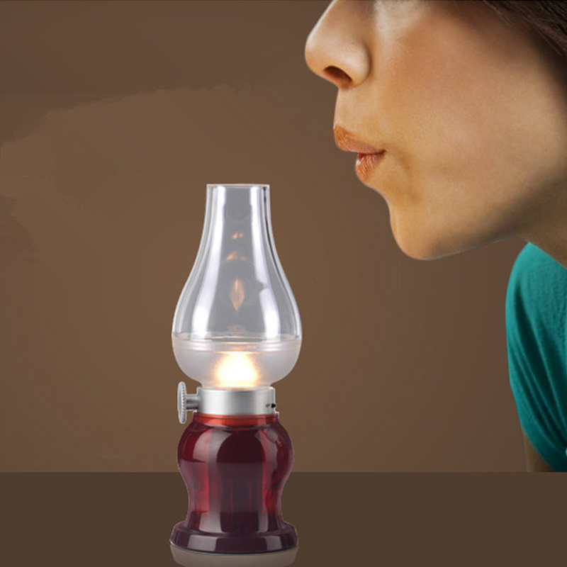 Romantic LED  Candle Night Light Blow Control USB Rechargeable Dimmable Table Lamp for Home Hotel  Decoration