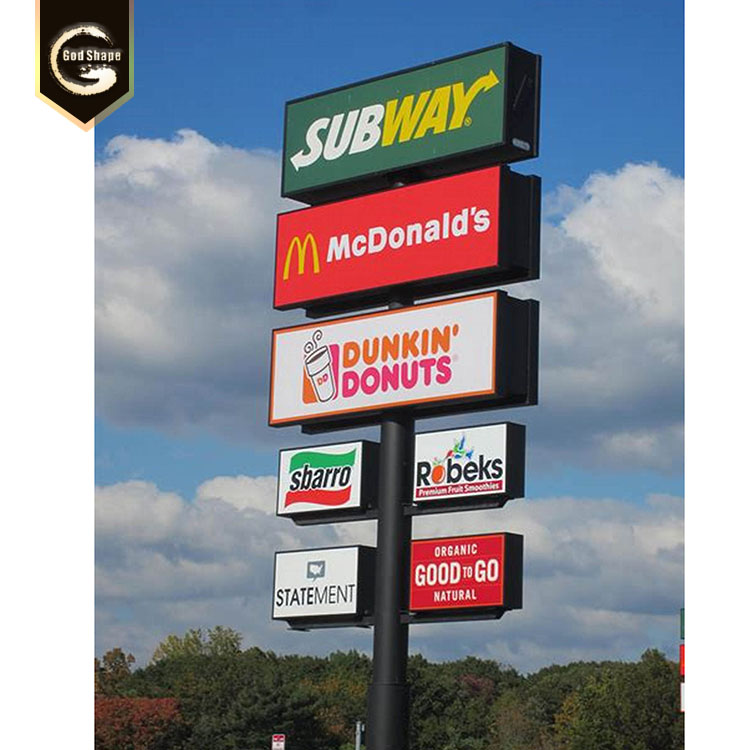 Outdoor aluminium custom metal illuminated led pylon sign advertising signage board pylon sign
