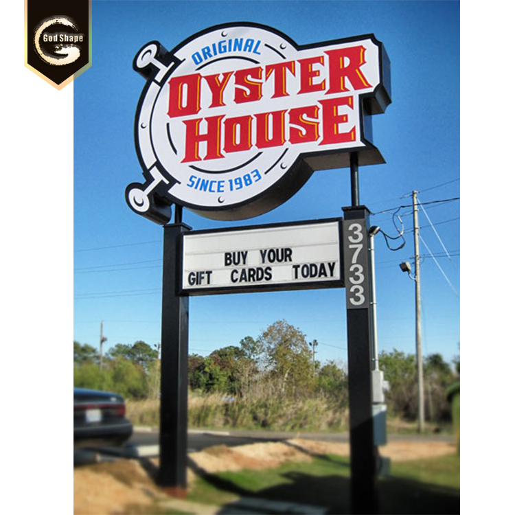 Outdoor 10 meters Waterproof Standing Aluminum Led Pylon Sign