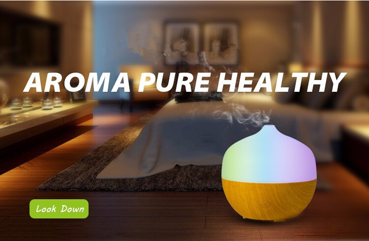 Hidly Essential Oil Diffuser 130ml Cool Mist Aroma Humidifier for Aromatherapy with changing Colored LED Lights and wood grain