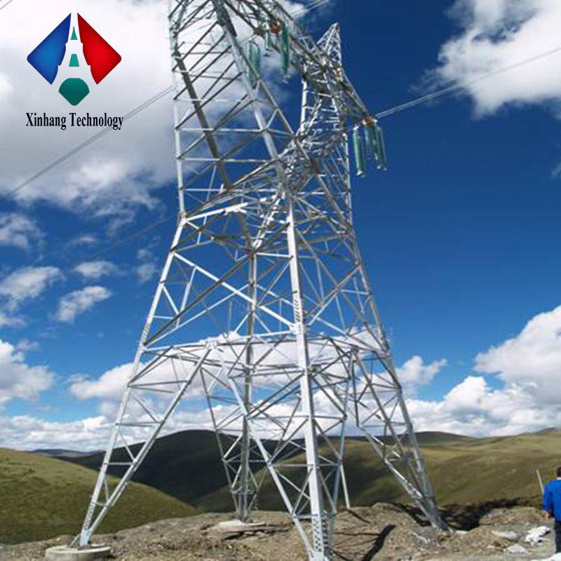 conical steel tubular line hot dip galvanized pole power transmission electric pylons