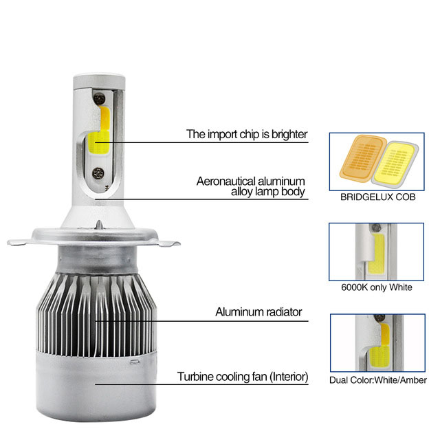 high power dual color 12000 lumens led bulbs 9005 car h4 h13 led headlight bulbs