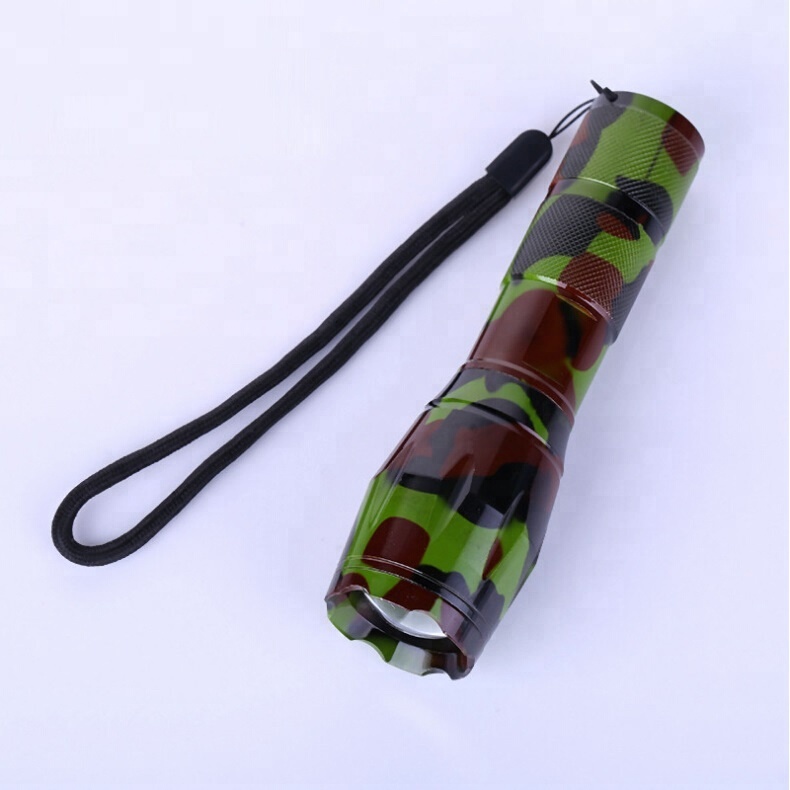 Hot Selling Aluminium Tactical Adjustable FocusT6 LED Camouflage Flashlight
