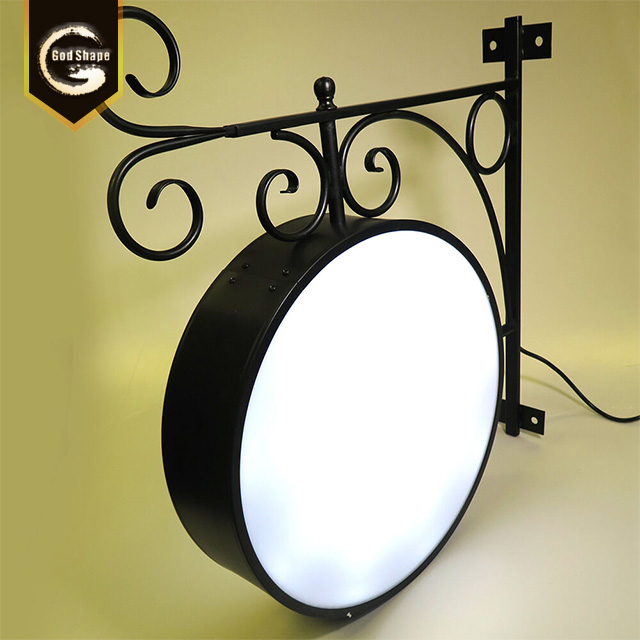 Acrylic Advertising Bar Beer Food Cinema Street Double Sided Round Light Boxes Led Light Box Sign