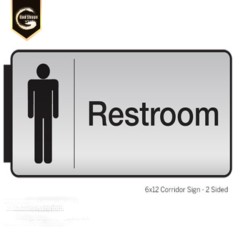 Custom 5x5/10x5 acrylic metal wall nameplate  with  metal frame bracket for restroom, bathroom, hospitals