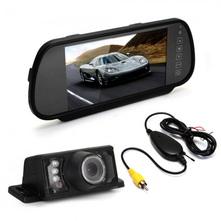 7 TFT LCD Wide Screen Car Rear View Reverse Monitor Transmitter 7 LED Camera