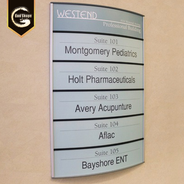 Clear transparent aluminum door number plate hotel sign board Wall mount sign board plaque