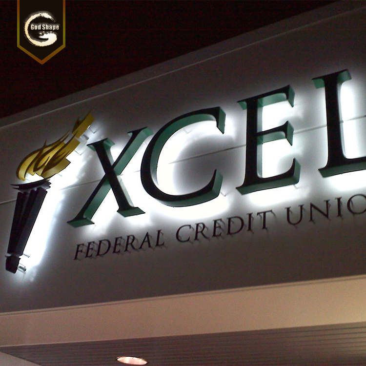 Hotel Lobby Reverse LED backlit Channel Letter sign building projecting outdoor signage