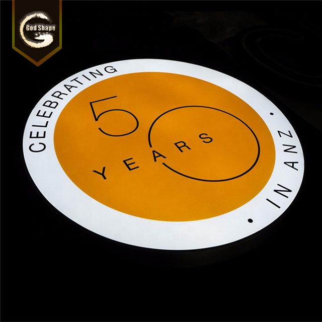 Factory Modern Wall Mounted Advertising Light Box Sign Double Sided Round Metal Acrylic Led Light Box Sign