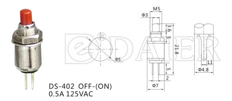DS-402 5mm mini good quality no type momentary push button switch