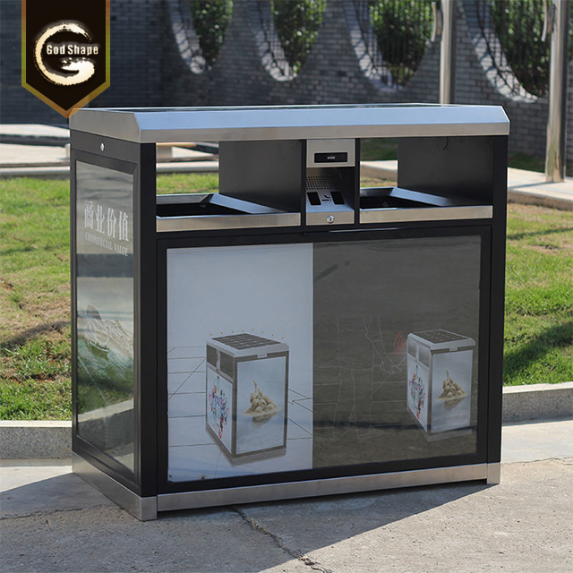 Factory Outdoor Stainless Steel Large Dual Trash Can Waste Bins Garbage Can