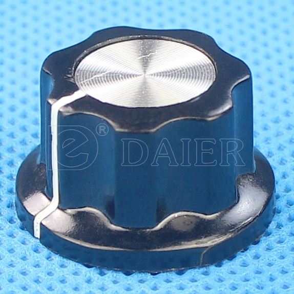 Large Boss Style Bakelite Skirted Potentiometer Knob With Aluminum Cap