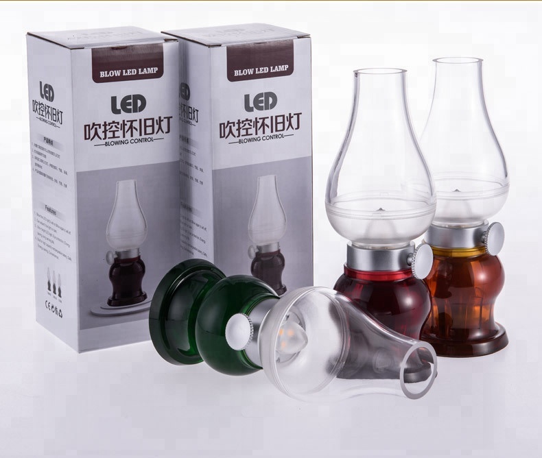 5V Electric rechargeable safe antique LED blow control desk lamp for bedroom