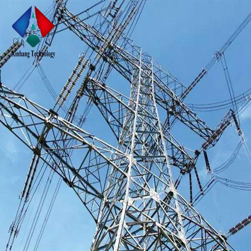 polygonal conical electric galvanized power monopole overhead transmission line steel lattice masts 132kv double circuit towers