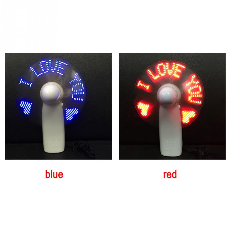 Mini Handheld LED Fans Creative Cooling Fan USB LED Word I LOVE YOU for Gift