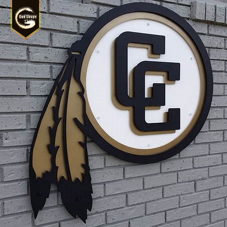 Round shape wall mountable 3D metal logo sign  illuminated alphabet logo sign