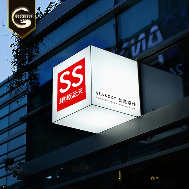 Four Sided Cube Square Acrylic Advertising led Light Box Signage