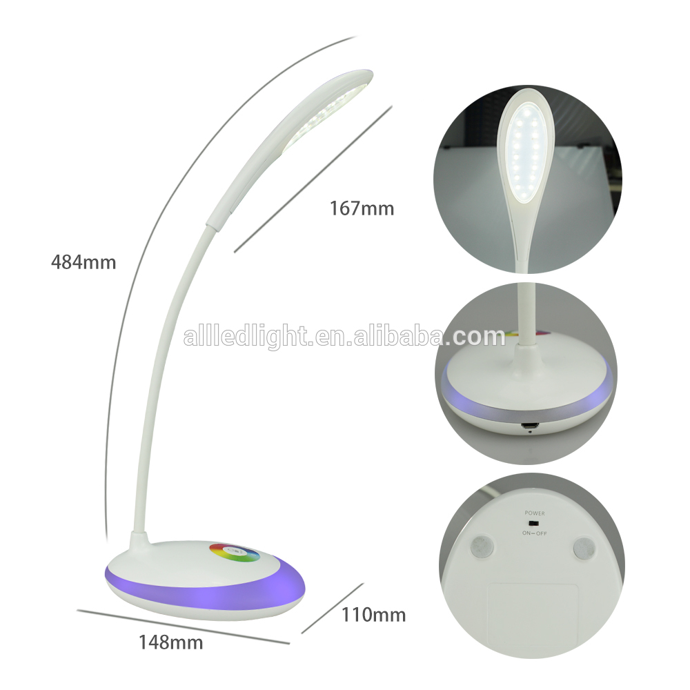 LED touch dimmer switch 256Colors 3W powerbank USB LED Eye Care LED Table lamp swan designer colorful LED reading lamp