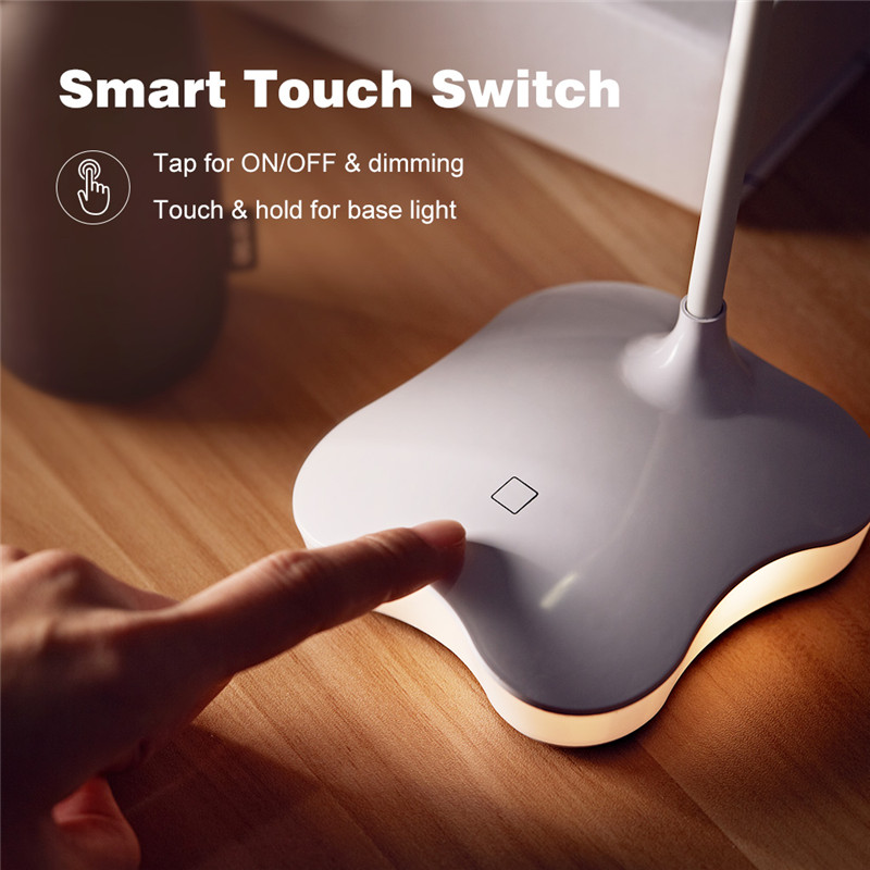 3 Level Dimmable Clover LED Sensor Desk Light Eye-Protection LED Lamp Flexible USB Night Light Table Lamp Light for Kids Study
